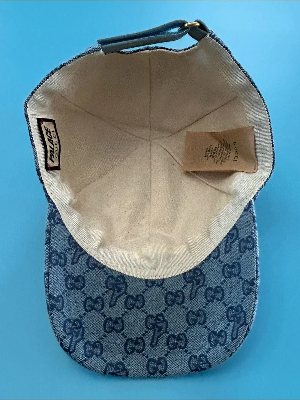 Gucci Grey Monogram Baseball Cap with Navy Logo